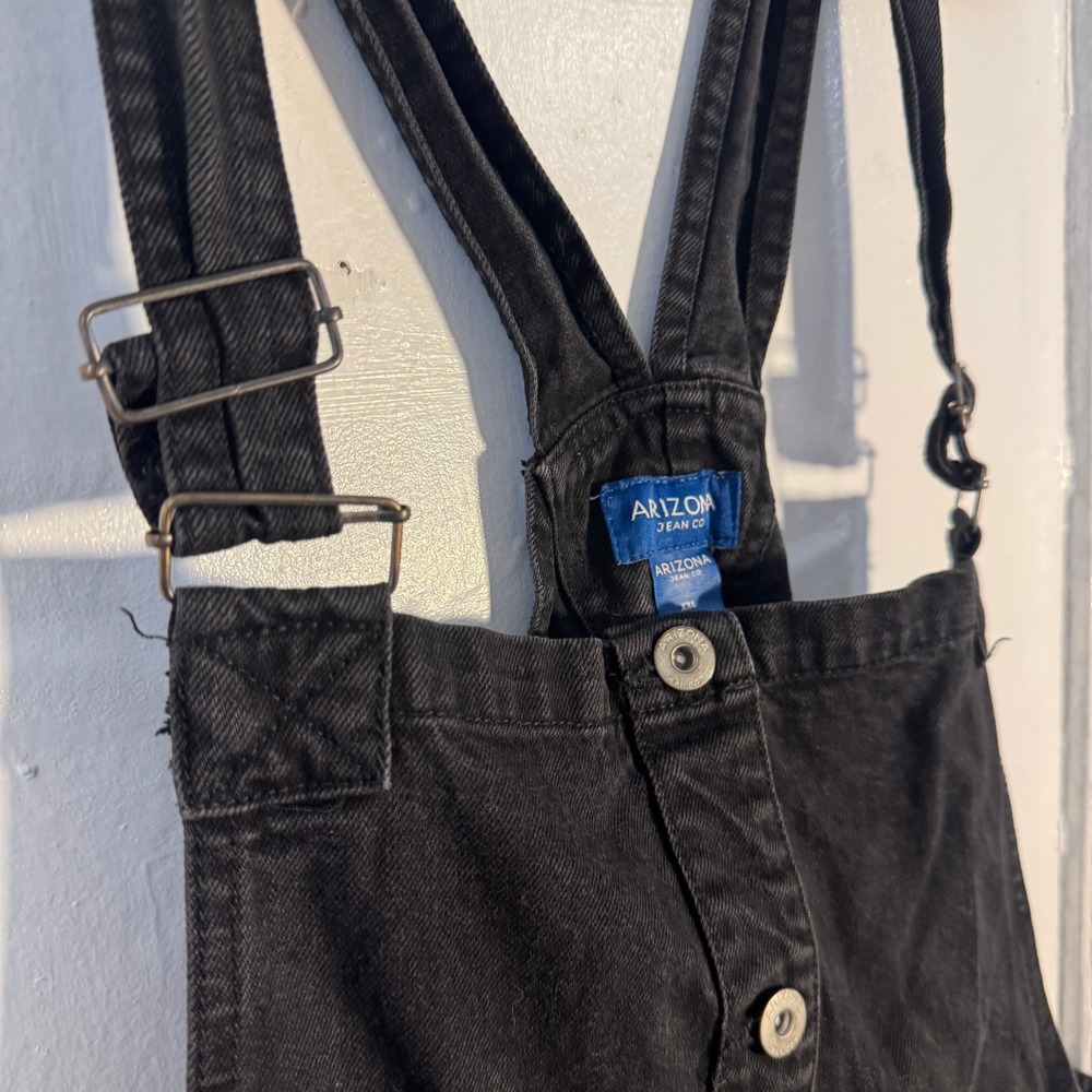 Arizona Jean Co Black Denim Overall Pinafore Dress XXL Womens Grunge Whimsigoth - Picture 3 of 8